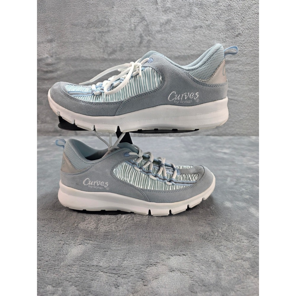 Curves for Women Light Blue Suede Mesh Walking Sneakers Shoes Size 8.5